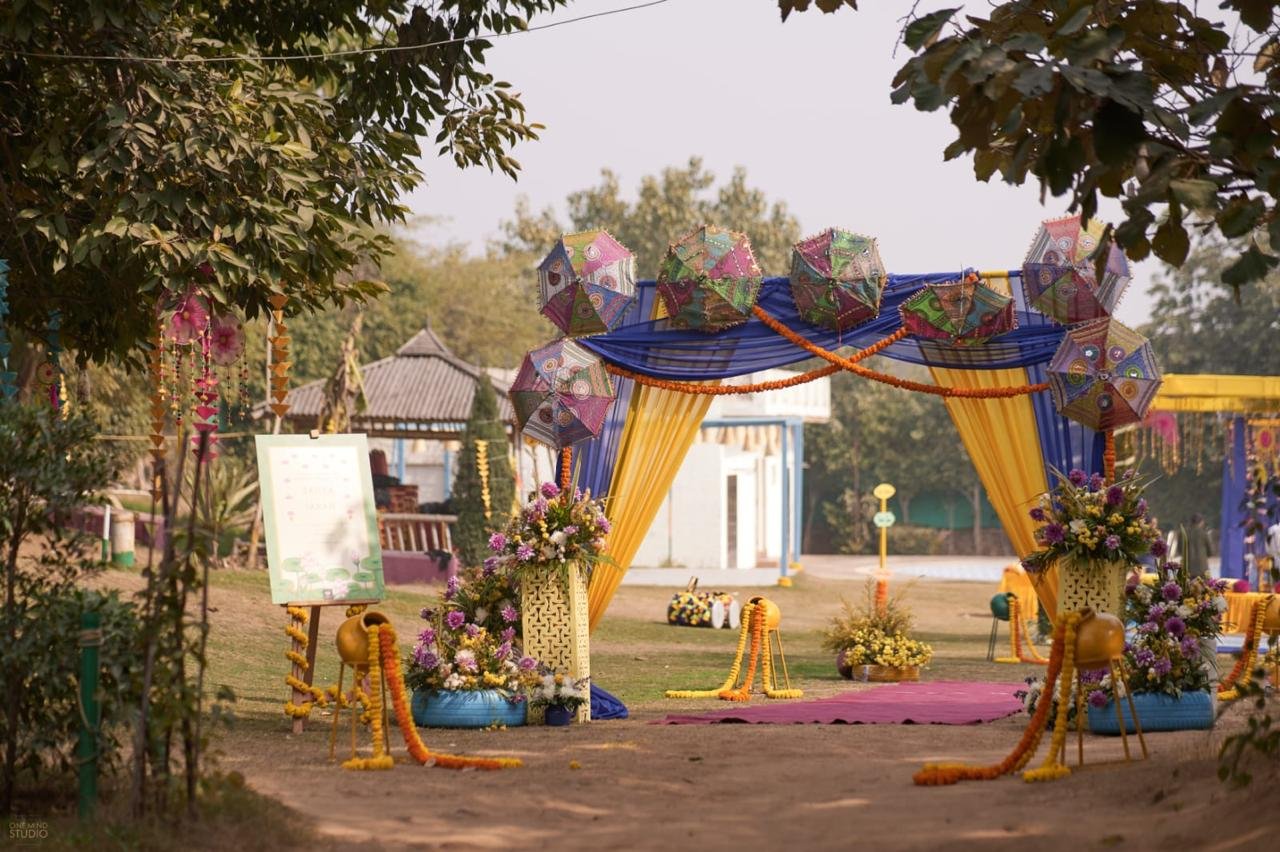 Outdoor Haldi decoration setup