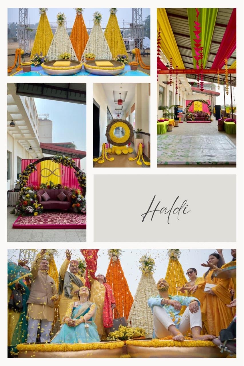 Haldi ceremony theme decoration at Aravali Green Resort