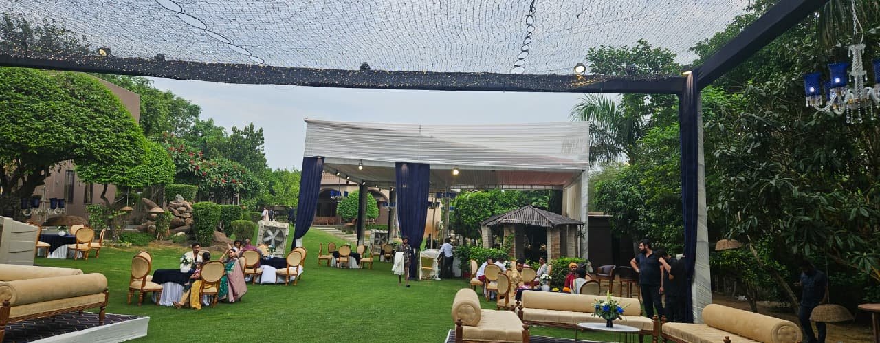 Corporate open lawn event setup