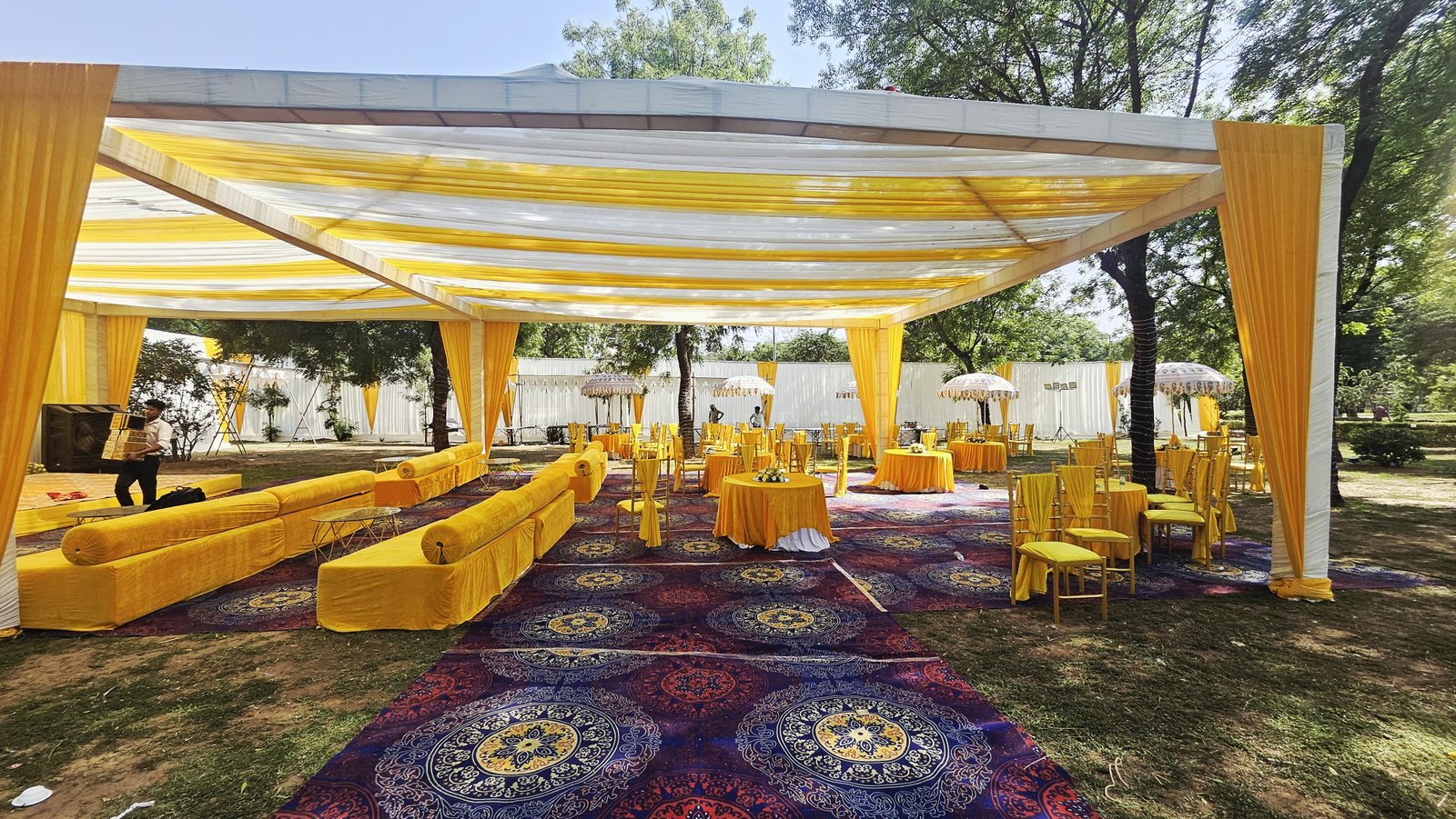 Wedding seating pavilion setup